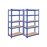 Opbergplanken set van 2 met 5 verstelbare planken blauw | Kymiko