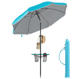 In hoogte verstelbare strandparasol met opvouwbare zonwering – vooraanzicht – grijs groot