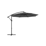 Parasol met zwengel voor openen en sluiten – vooraanzicht – grijs