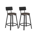 Barstoelen industrieel design vintage bruin-inktzwart – zijaanzicht
