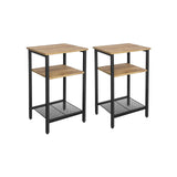 Set van 2 bijzettafels honingbruin en zwart | Kymiko