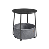 Ronde bijzettafel met stoffen mand | Kymiko