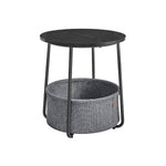 Ronde bijzettafel met stoffen mand