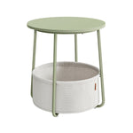 Ronde bijzettafel met stoffen mand