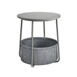 Ronde bijzettafel met stoffen mand | Kymiko