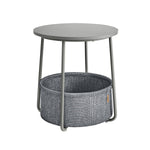 Ronde bijzettafel met stoffen mand