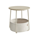 Ronde bijzettafel met stoffen mand | Kymiko