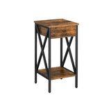 Nachtkastje bijzettafel vintage bruin-zwart | Kymiko