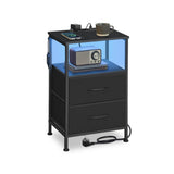 Nachtkastje met laadstation en instelbare ledverlichting – vooraanzicht – zwart