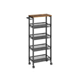 Trolley 5 niveaus smal vintage bruin-zwart | Kymiko
