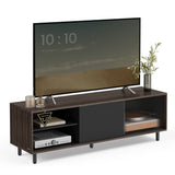 TV-meubel met geribbeld glas en eenvoudige snelle montage – vooraanzicht – wit
