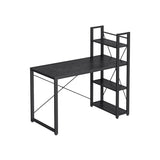 Computerbureau met planken, eenvoudige constructie, ebbenhoutzwart | Kymiko