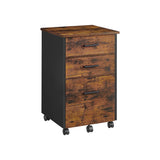 Rolcontainer met 3 lades vintage bruin-zwart | Kymiko