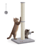 Kattenboom met krabpaal en speelbal – vooraanzicht – grijs klein