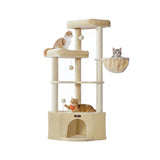 Kattenboom met knusse schuilplek en brede ligplateaus – vooraanzicht – beige