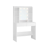 Moderne kaptafel met spiegel en lades – vooraanzicht – wit