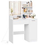 Kaptafel met planken en lade wit | Kymiko