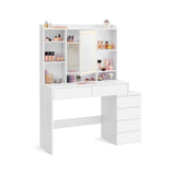 Make-up Tafel met LED Professionele Verlichting 17 Opslagmodules – vooraanzicht