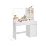 Kaptafel met spiegel en verlichting voor slaapkamer – vooraanzicht – wit variant 2