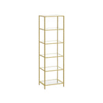 Smalle glasplank met stalen frame
