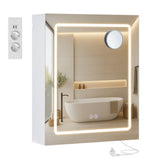 Spiegelkast met verlichting en vergrotende spiegel voor badkamer – vooraanzicht
