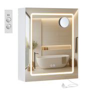 Spiegelkast met verlichting en vergrotende spiegel voor badkamer – vooraanzicht