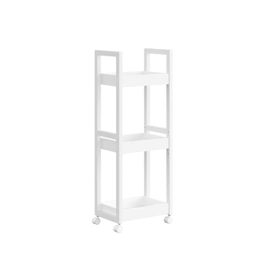 Badkamerplank met 3 niveaus, smal, ruimtebesparend, wit-natuurkleur
