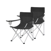 Set van 2 campingstoelen met armleuningen en bekerhouder | Kymiko