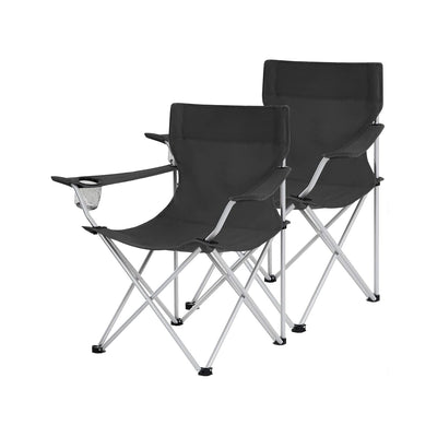 Set van 2 campingstoelen met armleuningen en bekerhouder | Kymiko