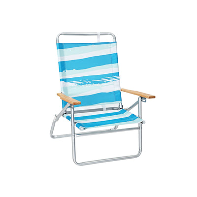 Strandstoel blauw-groen-witte strepen | Kymiko
