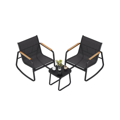 Tuinmeubelset met schommelstoelen en tafel – vooraanzicht