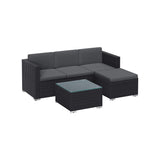 Tuinmeubelset met kussens en glazen tafel zwart en grijs | Kymiko
