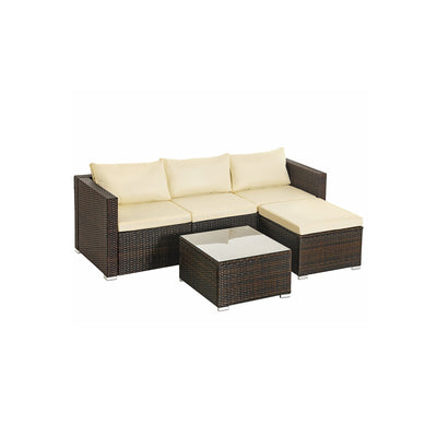Polyrattan tuinmeubelset van 3 met tafel en 4 stoelen