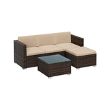Polyrattan tuinmeubelset van 3 met tafel en 4 stoelen | Kymiko