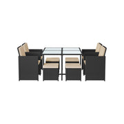 Poly rattan tuinmeubelset van 9