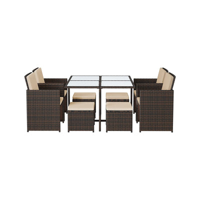 Poly rattan tuinmeubelset van 9