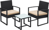 PE polyrotan tuinmeubelset met tafel en 2 stoelen | Kymiko