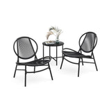 Balkonmeubelset van 3 met tafel en 2 stoelen – vooraanzicht – zwart