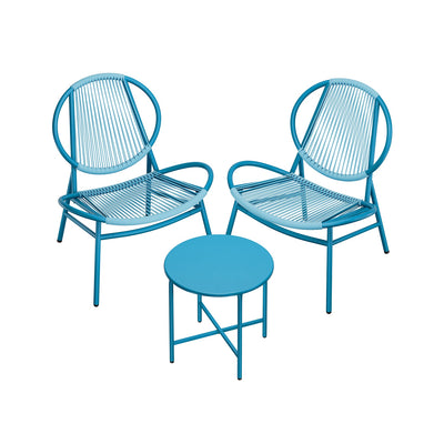 Balkonmeubelset van 3 met tafel en 2 stoelen – vooraanzicht – lichtgrijs