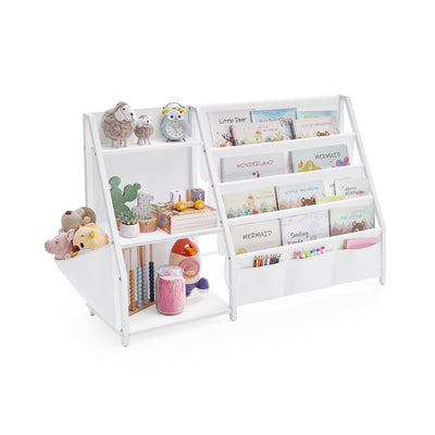 Kinderboekenkast met opbergrek – vooraanzicht – wit