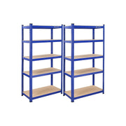 Opbergplanken set van 2 met 5 verstelbare planken blauw | Kymiko