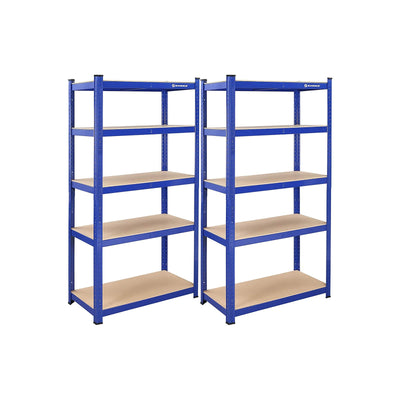 Opbergplanken set van 2 met 5 verstelbare planken blauw | Kymiko