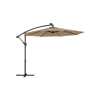 Parasol met LED-verlichting op zonne-energie en standaard