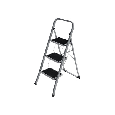 Trapladder met 3 treden grijs-zwart | Kymiko