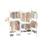 Telescoop kledingrek met verstelbare stangen en planken – detailfoto stangen