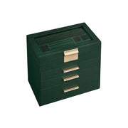 Sieradendoos 4 niveaus met glazen deksel en 3 lades