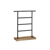 Sieradenopberger voor oorbellen vintage stijl hout-zwart – vooraanzicht – zwart