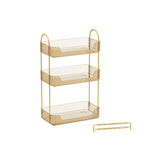 Make-up organizer rechthoekig champagne goud – vooraanzicht – goud