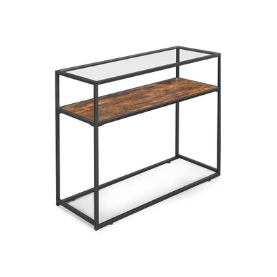 Consoletafel met glazen oppervlak – vooraanzicht