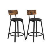 Barstoelen industrieel design vintage bruin-inktzwart – vooraanzicht